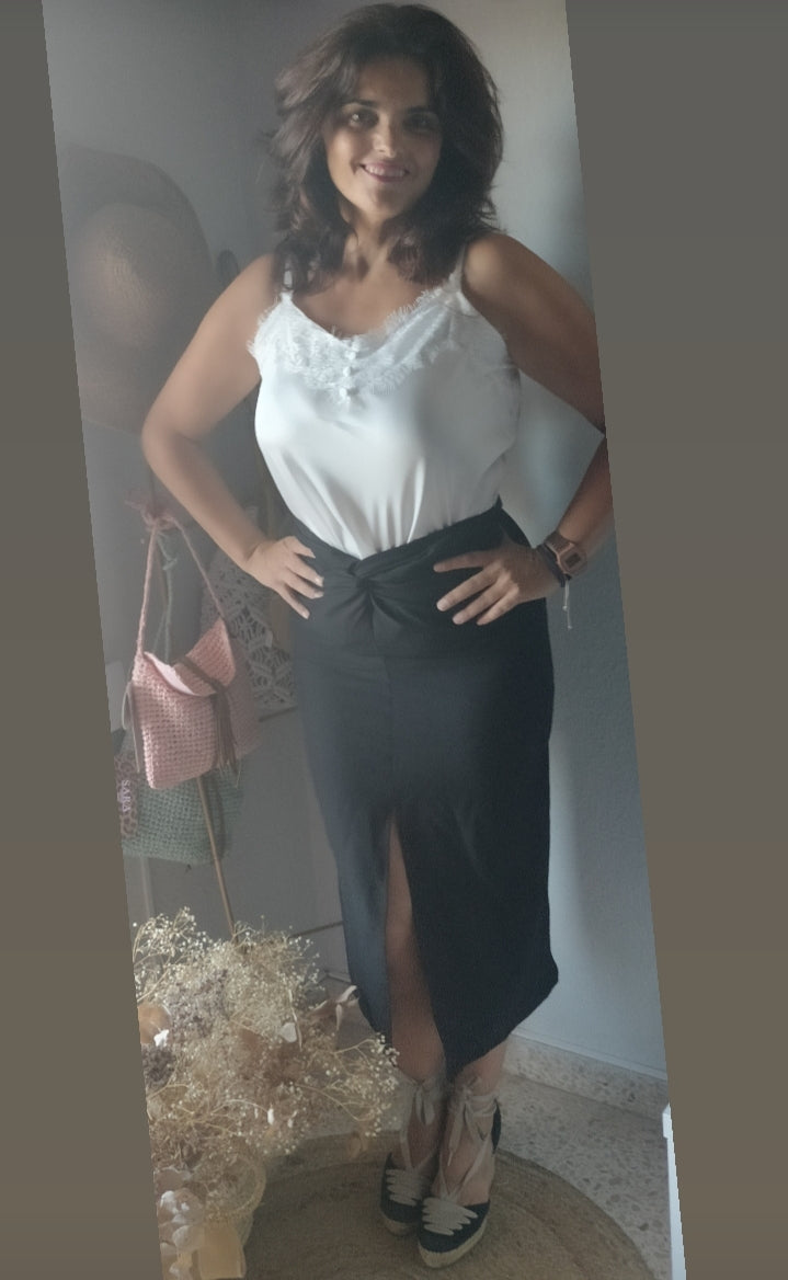 falda tubo frunce
