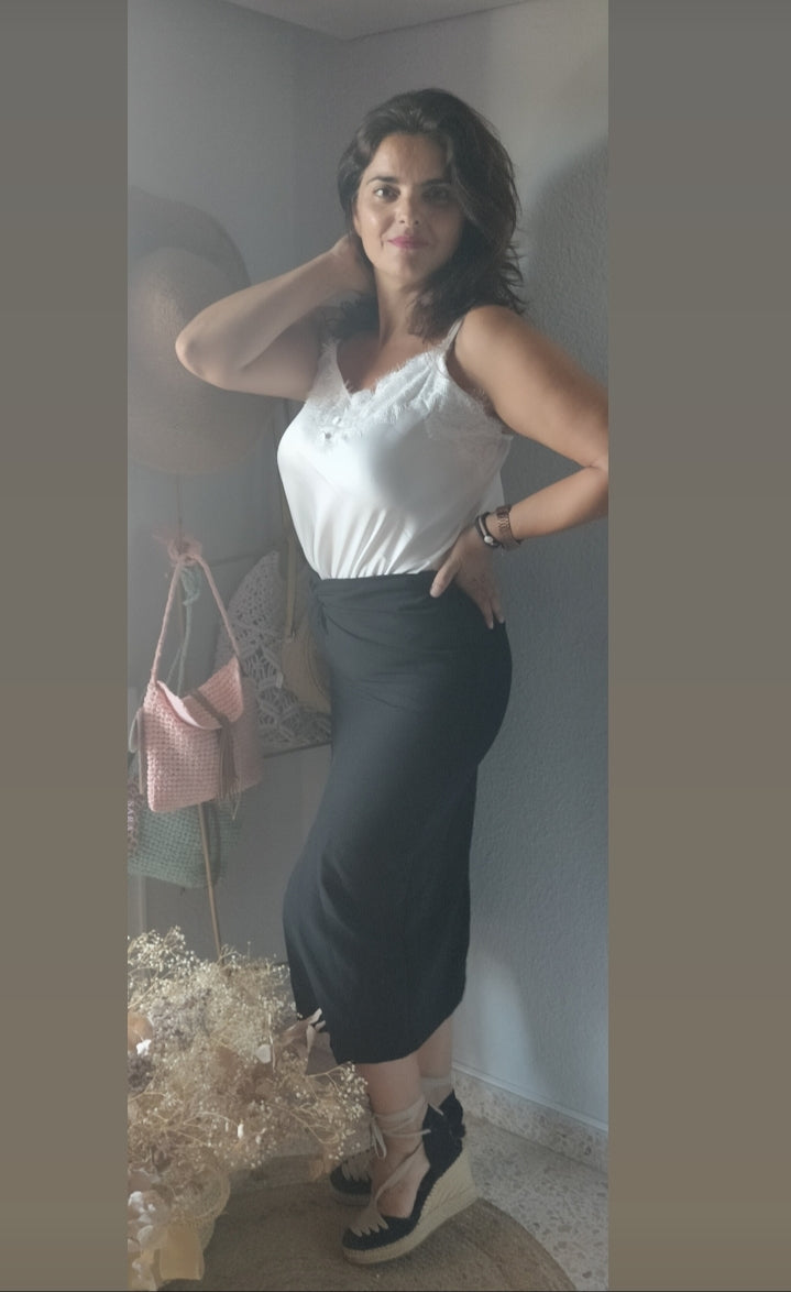 falda tubo frunce