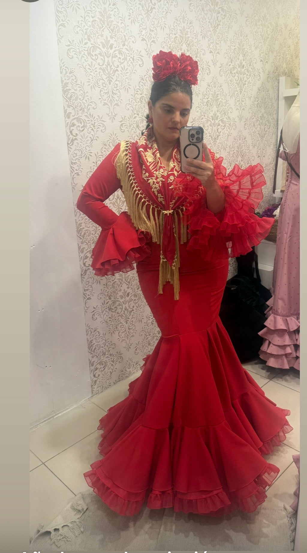 traje flamec clavel rojo
